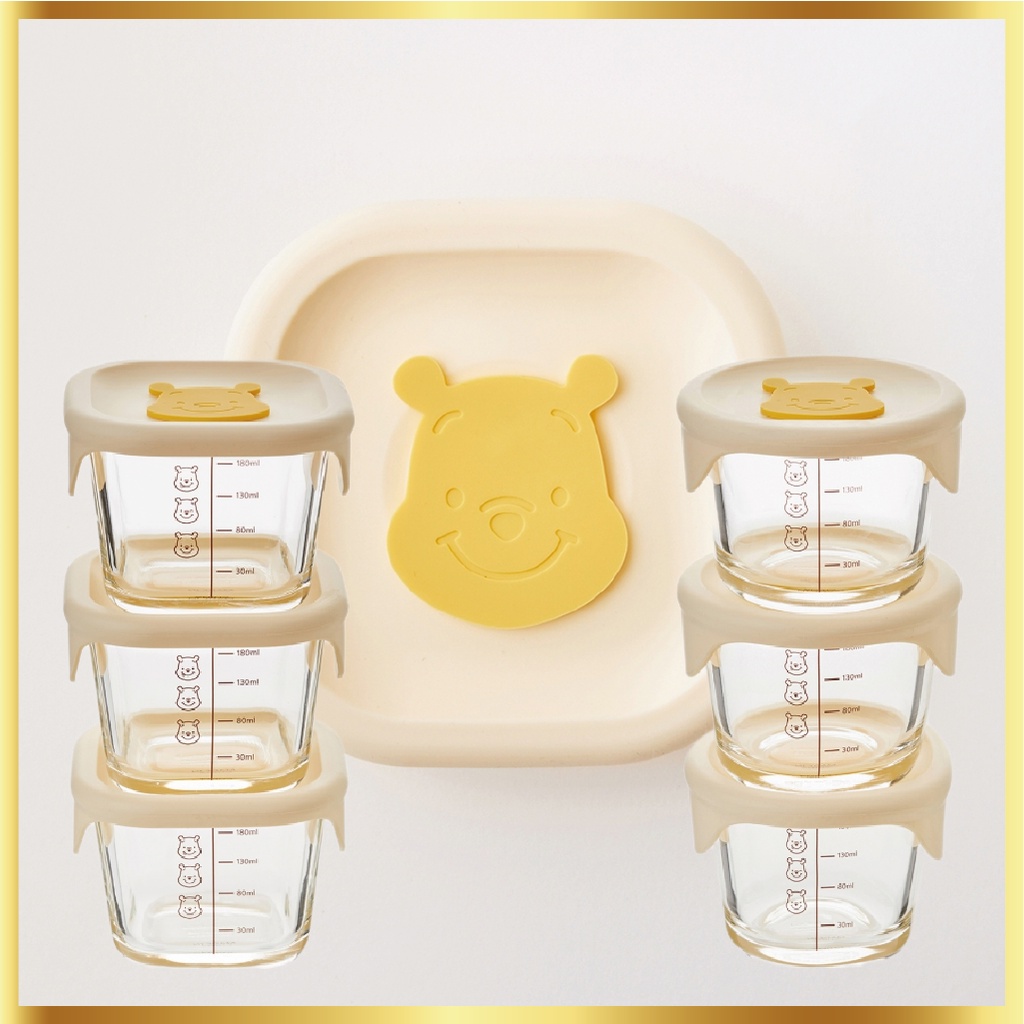 Winnie the Pooh กล่องใส่อาหารแก้วพร้อม Steam Hole 3P Set
