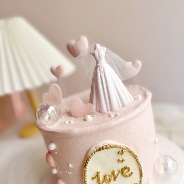 [พร้อมส่ง] ตุ๊กตาตกแต่งเค้กแต่งงาน สีขาว