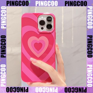 PingCoo - Candy Case For iPhone 14 13 12 11 Plus Pro Max XR TPU Soft Glossy Pink Case Love Circle Case Camera Protection Shockproof Back Cover