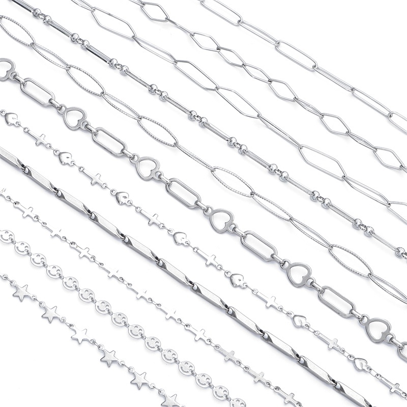 1 เมตร สเตนเลส เครื่องประดับโซ่ คิวบา เชื่อมโยง หัวใจ ไม้กางเขน พังก์ โซ่ สําหรับสร้อยคอ สร้อยข้อมือ DIY เครื่องประดับ ทําค้นพบ