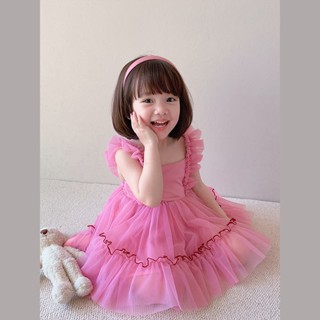 ชุดเดรสกระโปรง สีเขียว แฟชั่นฤดูร้อน สําหรับเด็กผู้หญิง 2022