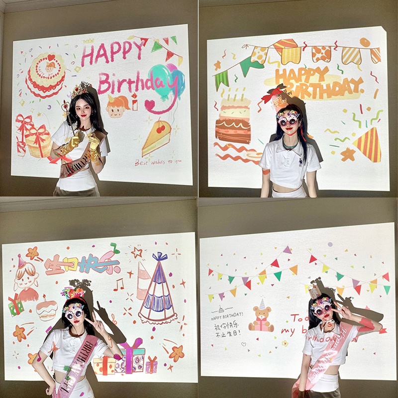 โคมไฟโปรเจคเตอร์ Happy Birthday สําหรับตกแต่งปาร์ตี้วันเกิด