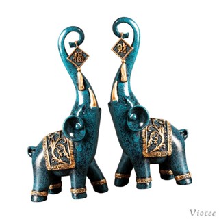 [Viocee] 2x Nordic Style Elephant Statues Animal Home Decoration Sculpture Ornaments