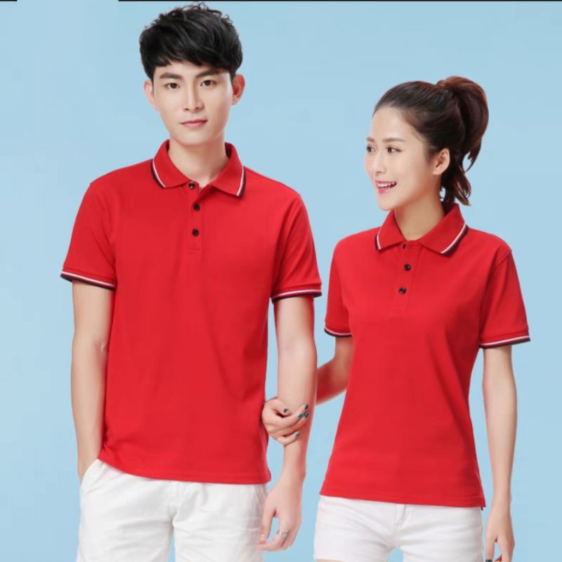 STRIPED POLY POLO SHIRT - FRESH RED BT4