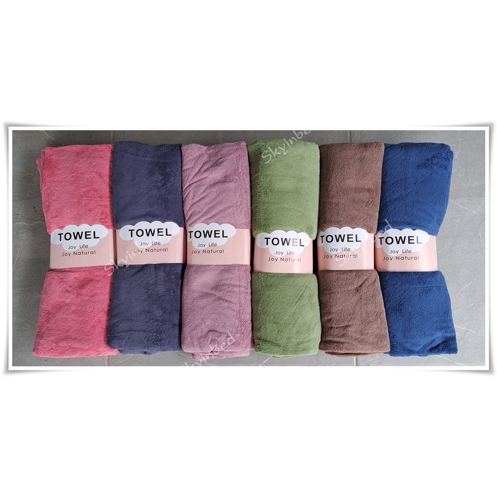ผ้าเช็ดตัวขนแกะ [ขนาด 90x160cm][JUMBO] ผ้าขนหนู สีพื้น หนากว่า นุ่มกว่า ซับน้ำได้ดีกว่า AAA - รูปที่ 3