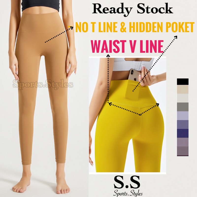 Sports.Styles.id เลกกิ้งผู้หญิง CK-219 NoTLine กระเป๋าซ่อนเอว Vline กีฬา