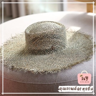 💗ivyหมวกสาน หมวกปีกกว้าง Raffia Beach (B41)