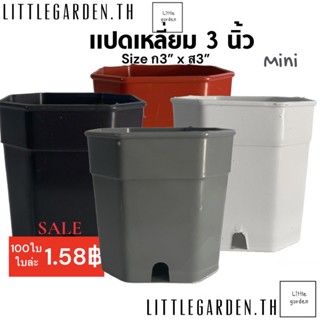 Little กระถางแคคตัส 3 นิ้ว 100 ใบ 158 บาท กระถางแปดเหลี่ยม(สีดำ เทา อิฐ)