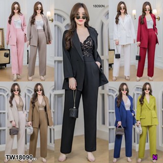 👗Pfashion [ส่งไว!!🚛] P18090 Set #สาวอวบ 2 ชิ้น Blazer แขนยาว + กางเกงขายาว ..