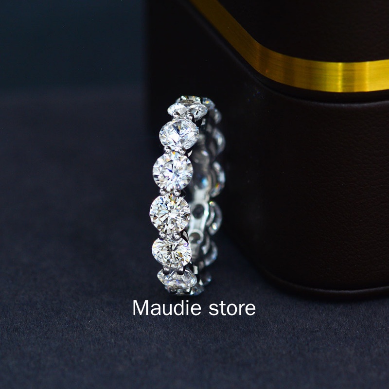 0.5ct แต่ละ Full Eternal Real Moissanite แหวนทั้งหมด 7.5ct Stack Moissanite Diamond Band แหวนหมั้นสํ