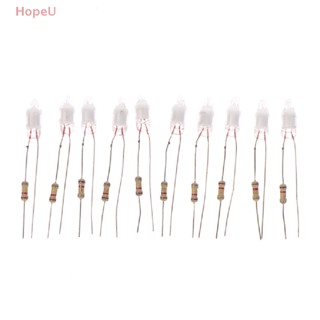 [HopeU] หลอดไฟนีออน 4*10 มม. 5*13 มม. 10 ชิ้น พร้อมตัวต้านทาน 220V สีแดง ฟ้า เขียว