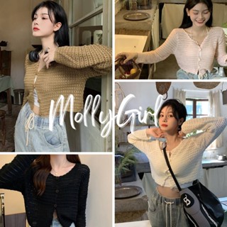 mollygirl เสื้อไหมพรม เสื้อกันนหนาว เสื้อแขนยาวผญ เสื้อผ้า y2k เสื้อแฟชั่นผญ 1590#