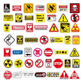 สติ๊กเกอร์ป้ายคําเตือน 50-100 ชิ้น - สติ๊กเกอร์กันน้ํา Danger & Baning สําหรับแล็ปท็อป, รถจักรยานยนต์ & กระเป๋าเดินทาง