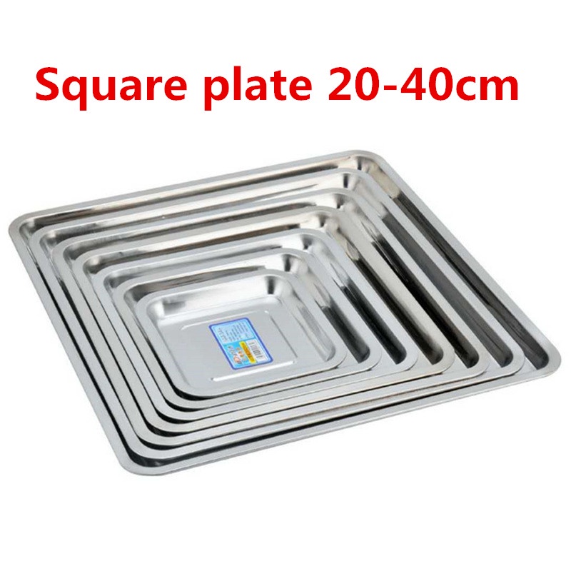 square stainless steel plate grill bbq Storage tray steamed grilled fish dish rectangular plate tray for food thickening