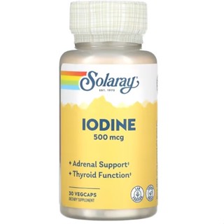 ไอโอดีน Solaray, Iodine from Potassium Iodide, 500 mcg, 30 VegCaps