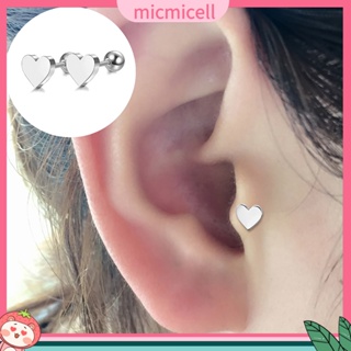 (micmicell) Simple Heart Alloy Ear Cartilage Tragus Piercing Stud Earrings Women Jewelry