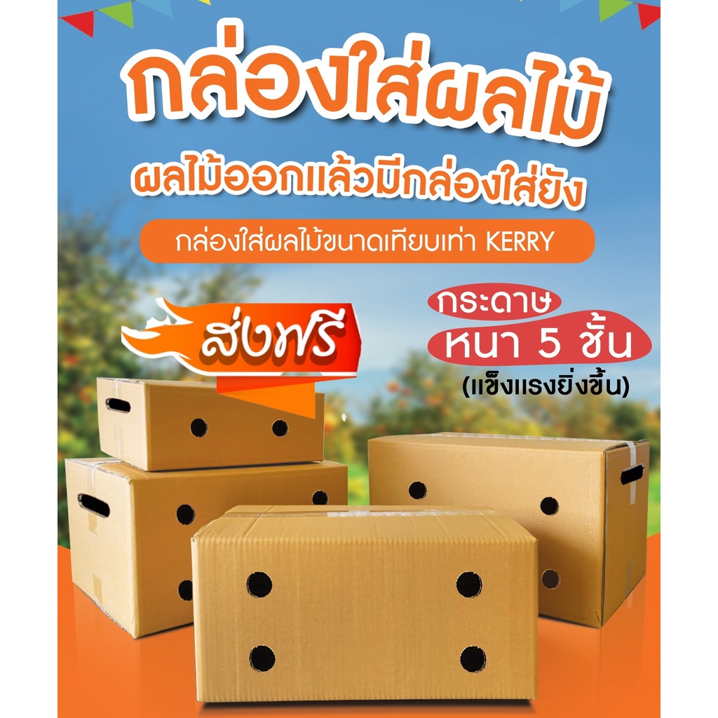 กล่องผลไม้ (แพ็ค 10 ใบ) เบอร์ C+9 E D+11 S+ M M+ G L กล่องผลไม้ หนา 5 ชั้น ส่งฟรีทันที ส่งด่วน 1-2 ว