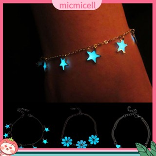 (micmicell) เครื่องประดับสตรีสร้อยข้อมือสร้อยข้อเท้าจี้ดาวหัวใจดอกไม้เรืองแสงในที่มืด