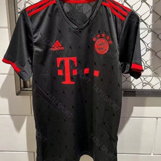 เสื้อกีฬาแขนสั้น ลายทีมชาติฟุตบอล MANE Thomas Muller 22-23 FC Bayern Munich Two Guest ชุดเยือน สีดํา