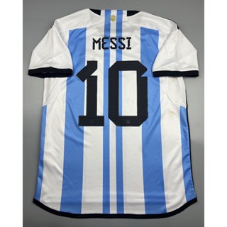 เสื้อบอล แฟนบอล ทีมชาติ อาเจนติน่า เหย้า 2022-23 Argentina Home พร้อมเบอร์ชื่อ 10 MESSI World Cup 2022