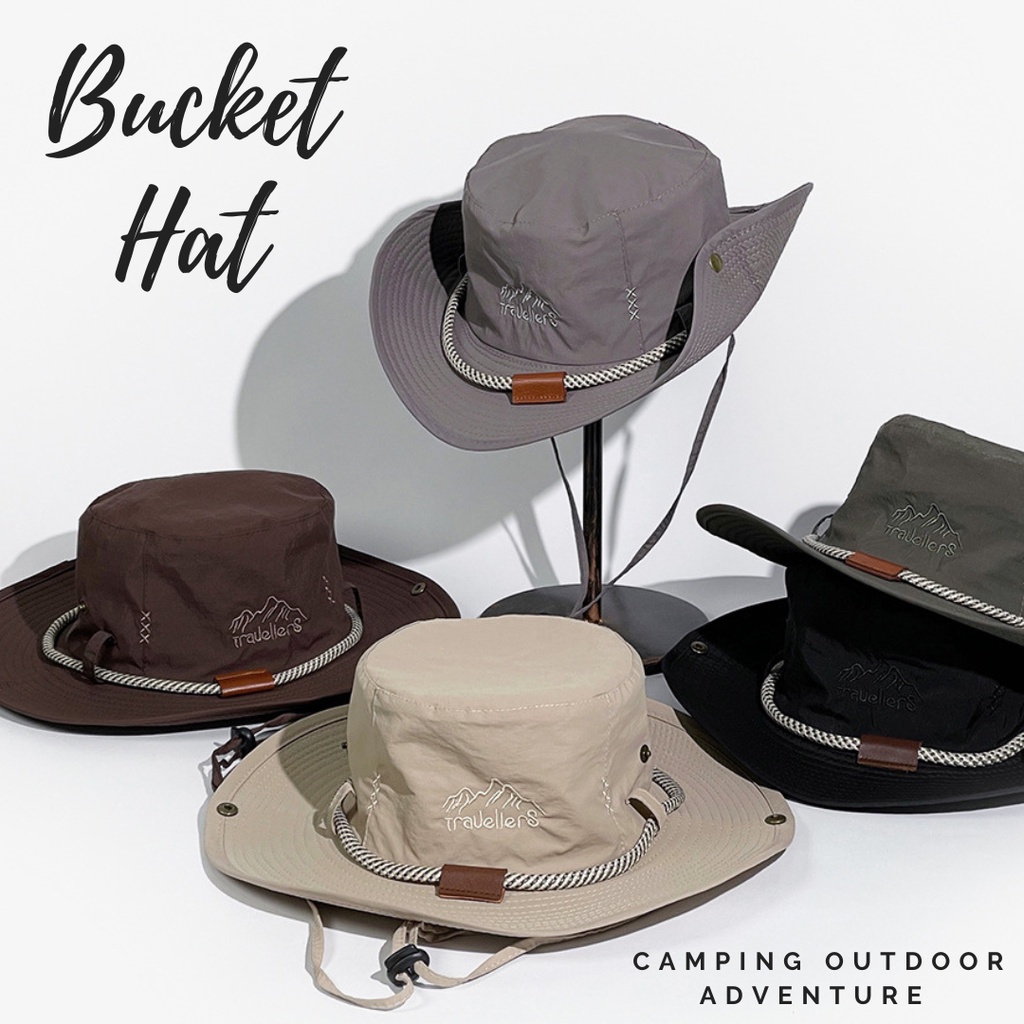 หมวก Bucket Hat Camping Outdoor Adventure ผ้าร่ม ไนล่อน