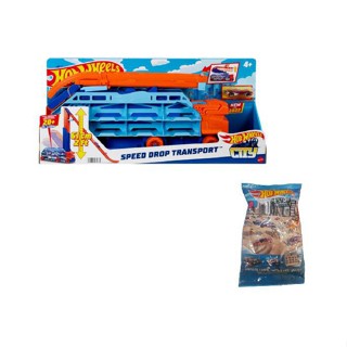 HOTWHEELS ฮอตวีลซิตี้ ชุดรถบรรทุกรถพร้อมรางดิ่ง รุ่นBD073 DHY92+R9105