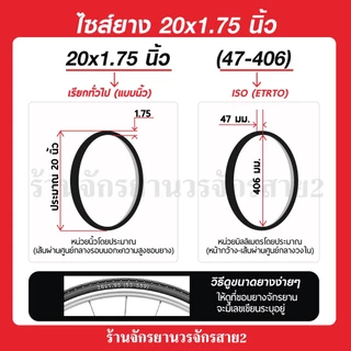 ยางจักรยาน 20 นิ้ว 20x1.75 (47-406) ยี่ห้อDeestone ราคา/เส้น/ชุด - ร้านจักรยานวรจักรสาย2