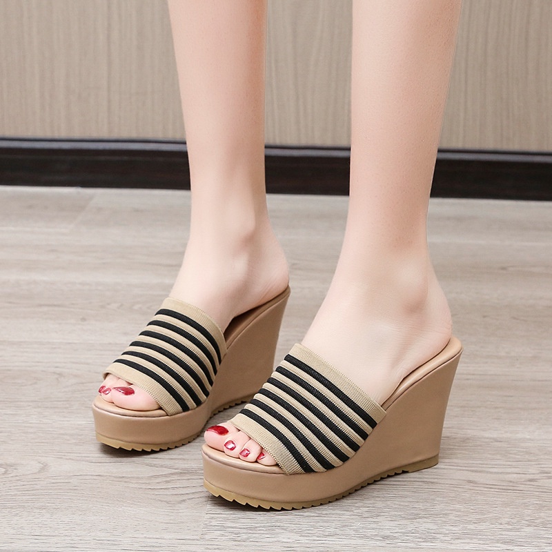 ฟาง Strawking รองเท้าแตะ Wedge Heel รองเท้าแตะหนา Soled รองเท้าส้นสูงแพลตฟอร์ม Sole