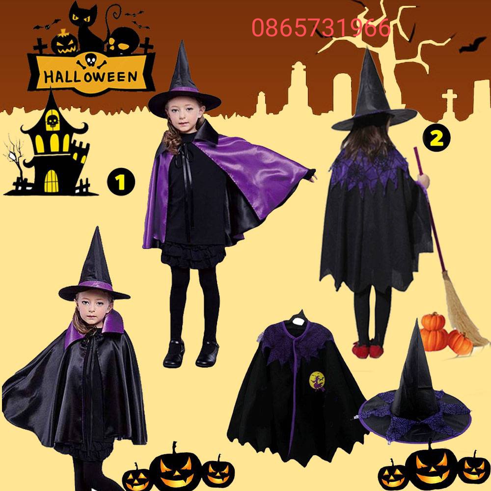 พร้อมส่ง 🧙♀️ ชุดฮาโลวีน เสื้อคลุมแม่มด พ่อมด ผ้าคลุมใส่ได้ทั้ง 2ด้าน พร้อมหมวกแม่มด