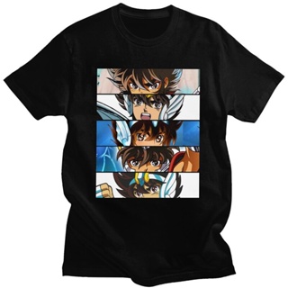 เสื้อยืดสวยๆ ผู้ชาย Saint Seiya Pegasus Seiya เสื้อยืดแขนสั้นผ้าฝ้ายเสื้อยืดแฟชั่นเสื้อยืดมังงะฤดูร้อนอะนิเมะอัศวินของ Z