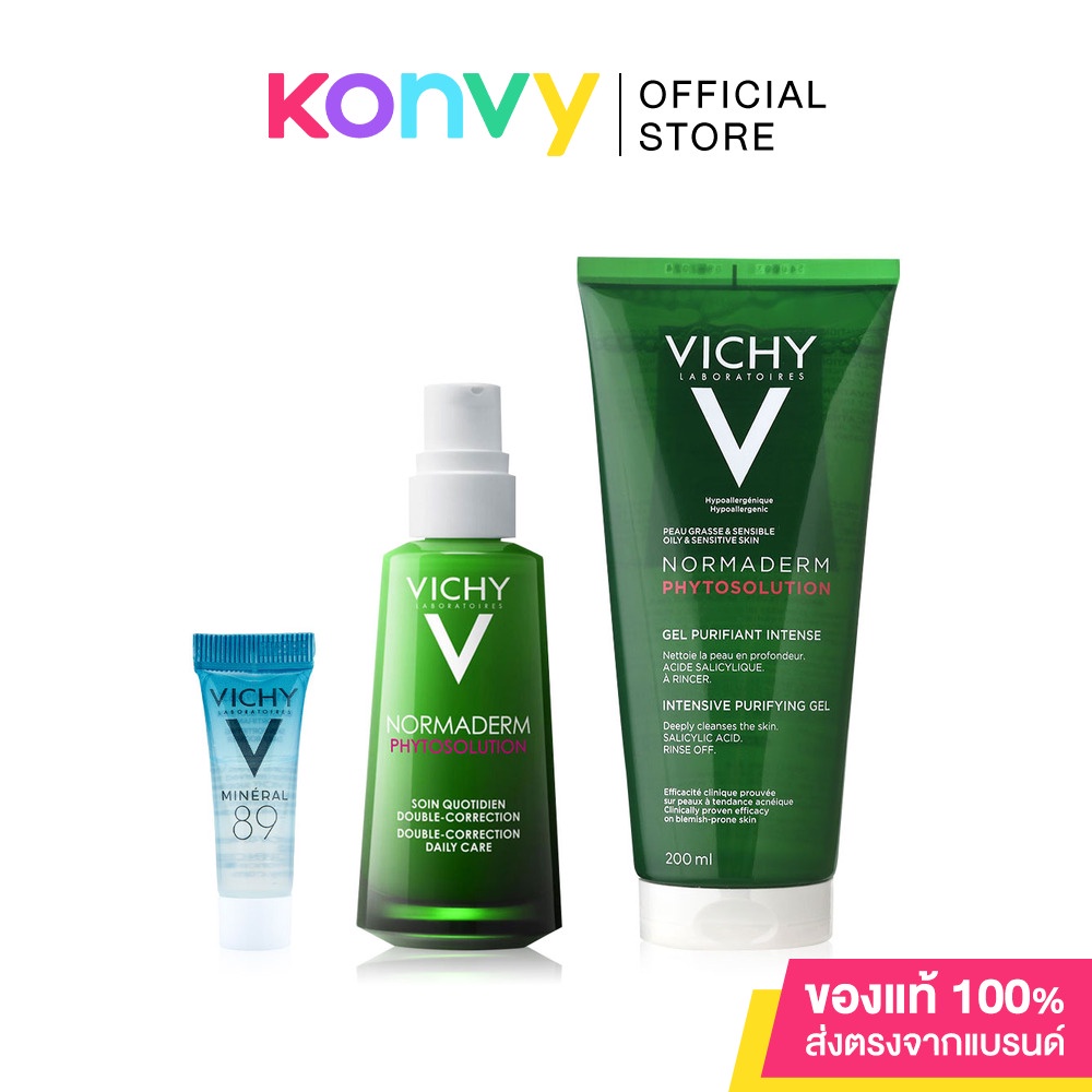 Vichy Normaderm Phytosolution Intensive Purifying Gel 200ml + Normaderm Phytosolution Daily Care 50ml (Free! Mineral 89 4ml).