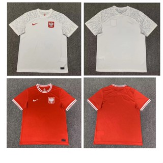 เสื้อกีฬาแขนสั้น ลายทีมชาติฟุตบอล Poland Home Away World Cup 2223 ชุดเหย้า