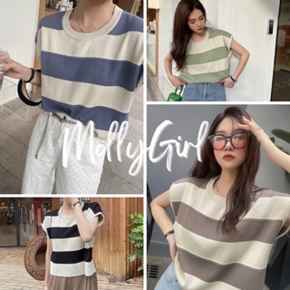 mollygirl สื้อแขนกุด เสื้อคลอป เก๋ๆ เสื้อแฟชั่นผญ สื้อวินเทจ 2828#