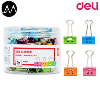 Deli 8487 Binder Clip 19mm 40pcs คลิบหนีบกระดาษแฟนซี 19 มิลลิเมตร แพ็ค 40 ชิ้น/กระปุก