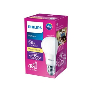 หลอด LED PHILIPS A60 E27 6วัตต์ สีขาวเหลือง