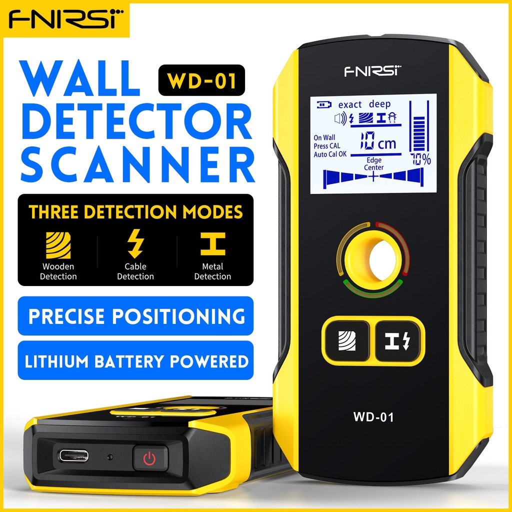 Fnirsi WD-01 WD-02 เครื่องสแกนเนอร์ตรวจจับโลหะ พร้อมรูตําแหน่ง ออกแบบใหม่ สําหรับ AC Live สายเคเบิล โลหะ ไม้ สตั๊ด