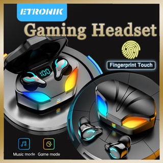 ETRONIK X1 TWS หูฟังไร้สายบลูทูธ 5.0 หูฟังไร้สายสำหรับเล่นเกมสเตอริโอมินิหูฟังหูฟังกีฬา IPX7 กันน้ำ CVC8.0 การตัดเสียงรบกวนพร้อมไมโครโฟน