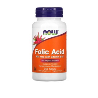 NOW Foods, Folic Acid, 800 mcg, 250 Tablets