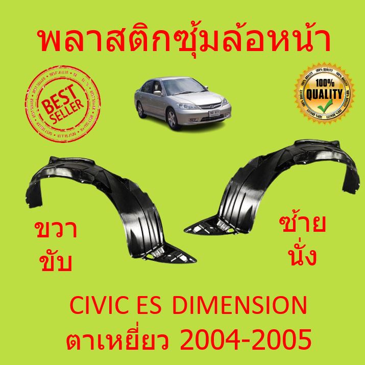 พลาสติกซุ้มล้อ หน้า HONDA CIVIC (ES) DIMENSION CIVIC (ES) ตาเหยี่ยว ปี 2004-2005 พลาสติกซุ้มล้อ กิ๊ป