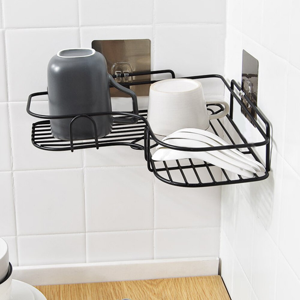 [300GR] ไม้แขวนเสื้อ CORNER BATHROOM CORNER SHELF MADE OF IRON / WALL-MOUNTED CORNER SHELF WITH NUT