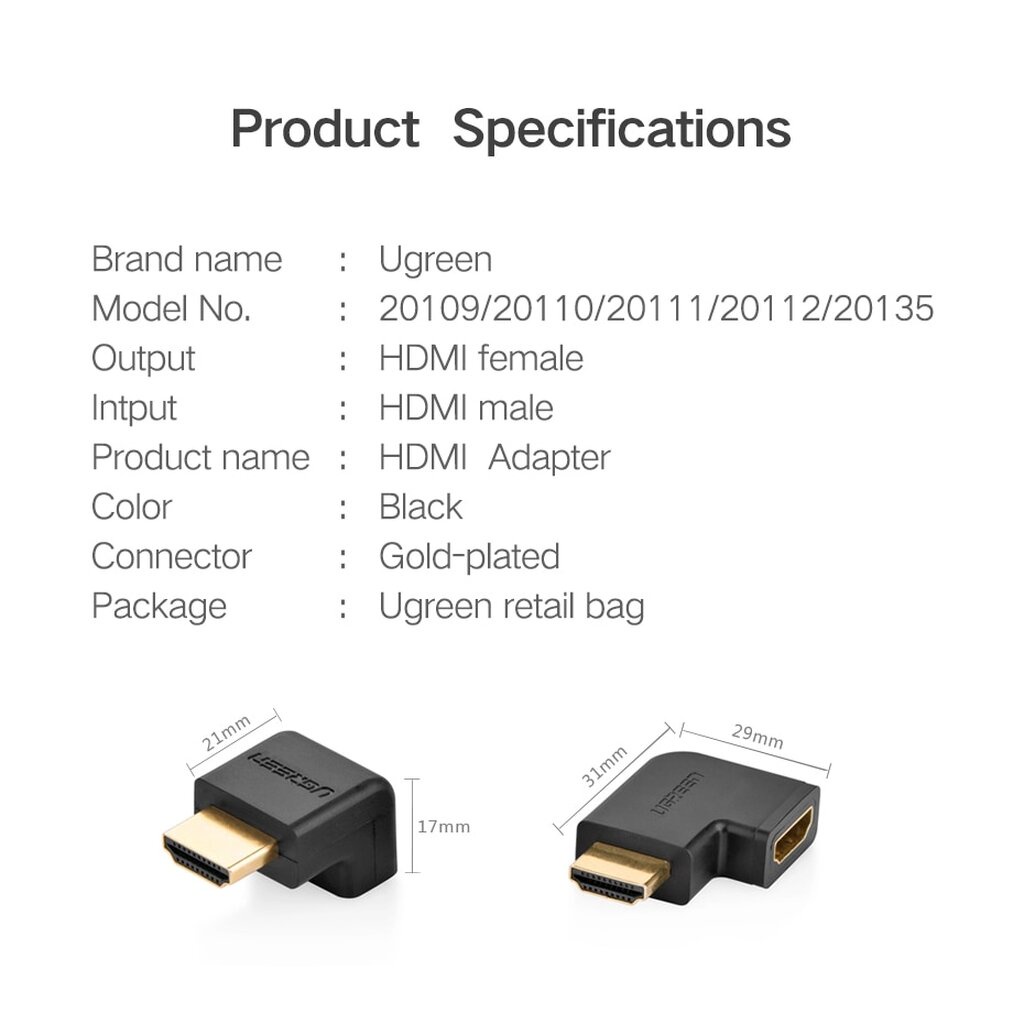 UGREEN HDMI Male to Female 90Degree Adapter