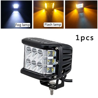 1Pcs Square Bright LED Spotlight Work Light  White &amp;amp; Amber Strobe Lamp  Car SUV Truck Driving Fog Lamp With Mounting