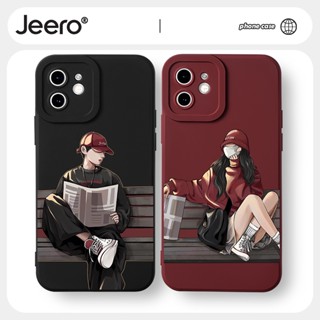 Jeero เคสคู่ เคสไอโฟน คู่รัก กันกระแทกซิลิโคนนุ่มน่ารักตลก เคสโทรศัพท์ สีดำ Compatible for iPhone 14 13 12 11 Pro Max SE 2020 X XR XS 8 7 ip 6S 6 Plus HFF1819