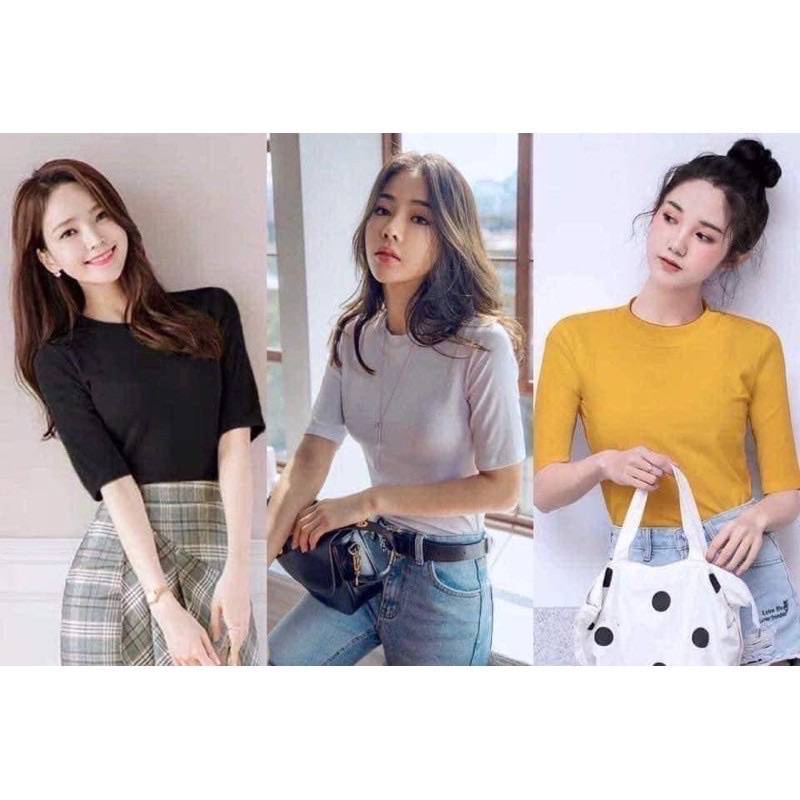 เสื้อคอกลมแขนสามส่วน เต็มตัว (ผ้าร่อง)🔥สินค้าขายดี💥