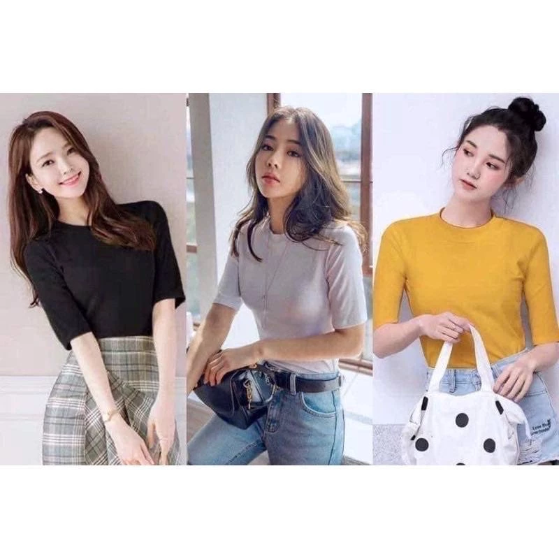 เสื้อคอกลมแขนสามส่วน เต็มตัว (ผ้าร่อง)🔥สินค้าขายดี💥