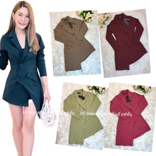 MINI DRESS มินิเดรส ผ้าออริจินอล แขนยาว กระดุมปั๊ม 4 เม็ด