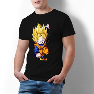 เสื้อยืดสีขาวผู้ชาย Bandai ดราก้อนบอล Goten เสื้อยืดอะนิเมะชายเสื้อยืดสนุกแขนสั้นพิมพ์ผ้าฝ้าย Tshirt