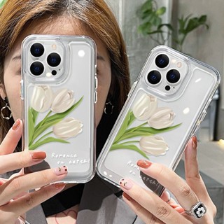 TPU ดอกไม้ใสเคสมือถือ For Iphone 11 14 12 13 Pro Max 7 8 Plus X Xs Max X 13ProMax 7plus 8plus SE 2022 2020 เคสอคิลิคนิ่ม