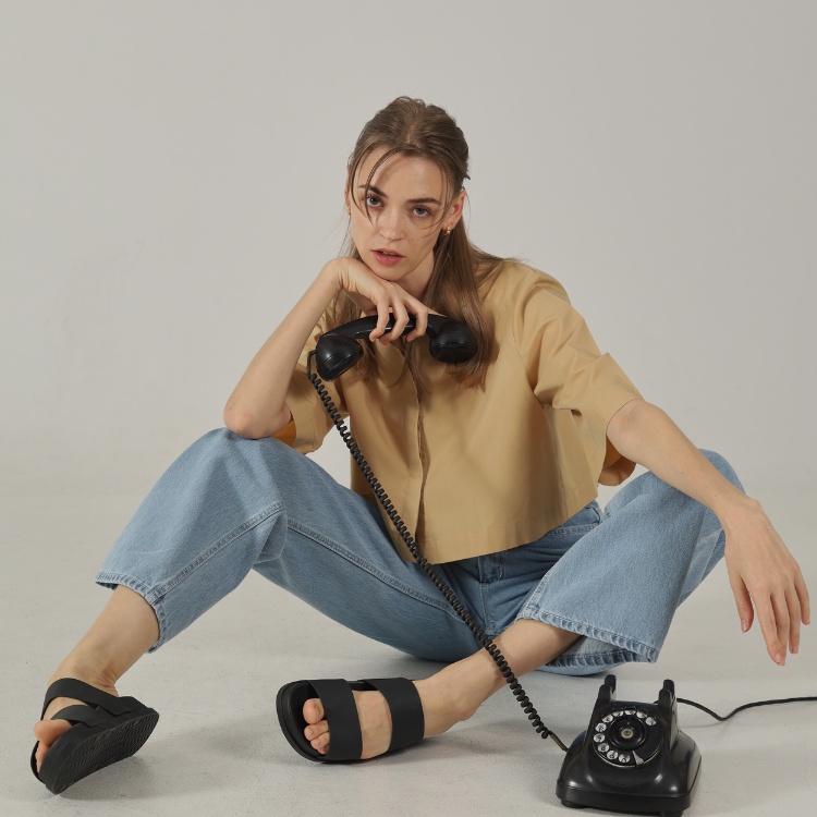 Gpatt : Double Bar Sandals รองเท้าแตะลําลองแถบคาดคู่ พื้นหนา ระบายอากาศได้ดี แฟชั่นสไตล์มินิมอล รองเ