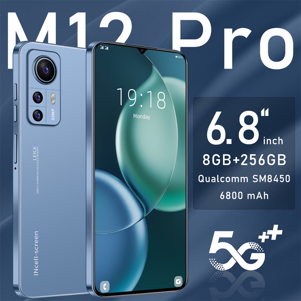 โทรศัพท์ M12 pro โทรศัพท์มือถือ 8+256G สมาร์ทโฟน 6.8นิ้ว โทรศัพท์ถูกๆ 5G โทรศัพท์มือถือ6800mAh